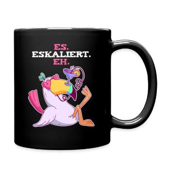 Es Eskaliert Eh Saufen Sprüche Alkohol Party Damen - Tasse einfarbig - Schwarz - Rechts