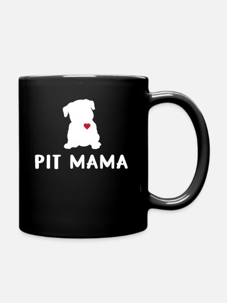 Pit mom pit bull mom pet adoption dog - Full Colour Mug - black