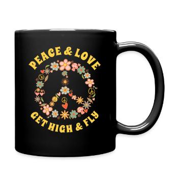 Peace Love 60s 70s hippie costume - Full Colour Mug - black - Right