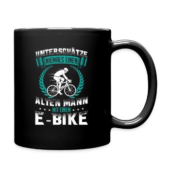 Ebike Fahrradfahren Radfahrer Rentner E-Bike Mann - Tasse einfarbig - Schwarz - Rechts