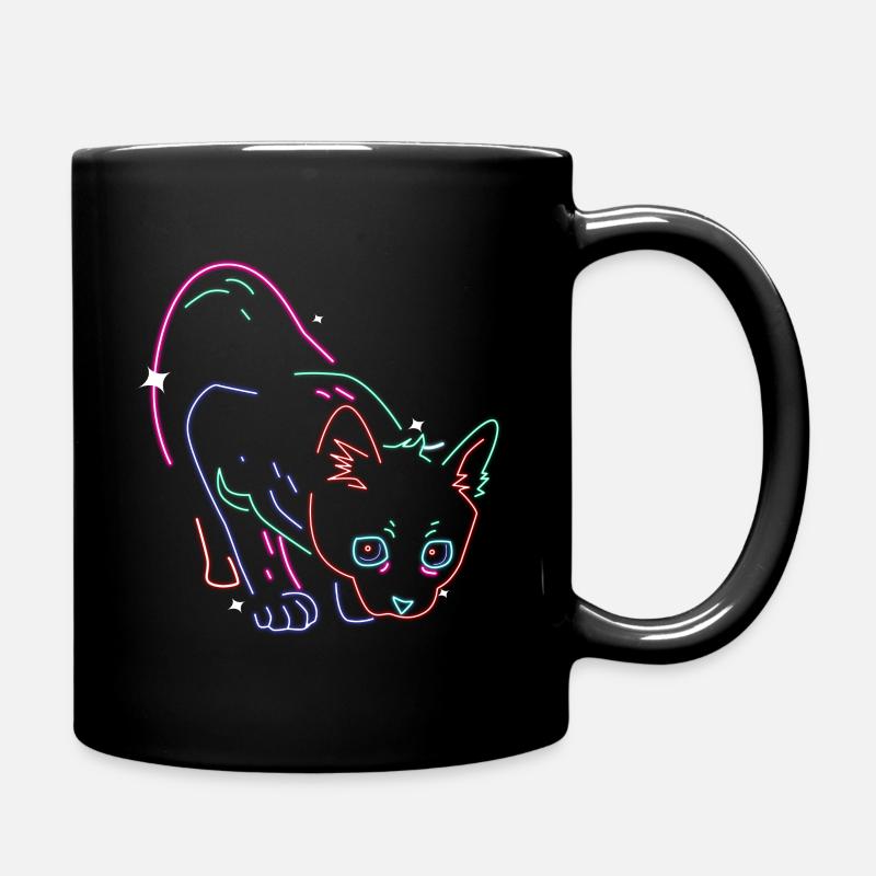 Katze Neon - Tasse einfarbig - Schwarz