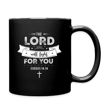 God fights for you - Christian - Full Colour Mug - black - Right