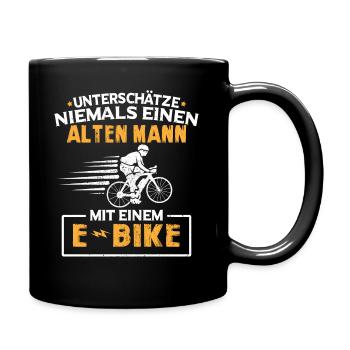 E-Bike Fahrrad Rentner Fahrradfahren E Bike Rente - Tasse einfarbig - Schwarz - Rechts