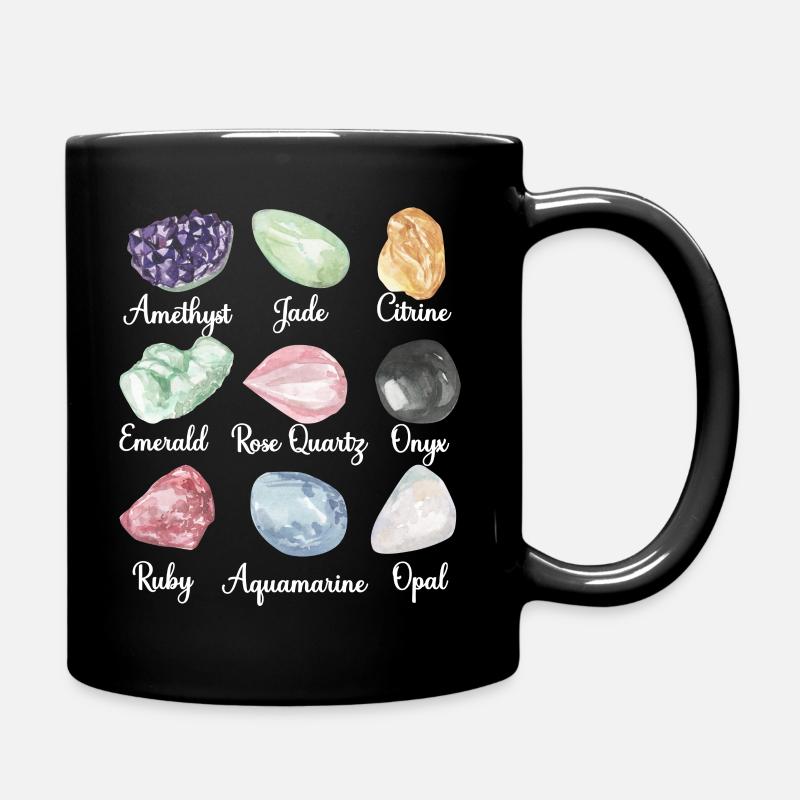 Crystal Lover Amethyst Citrine Rose Quartz Emerald - Tasse einfarbig - Schwarz