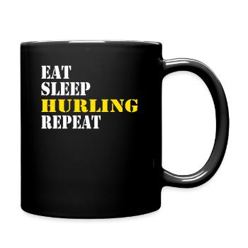 eat sleep hurling repeat - Tasse einfarbig - Schwarz - Rechts