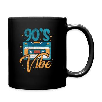 90er Jahre Neunziger 90s Kassette Retro Geschenk - Tasse einfarbig - Schwarz - Rechts