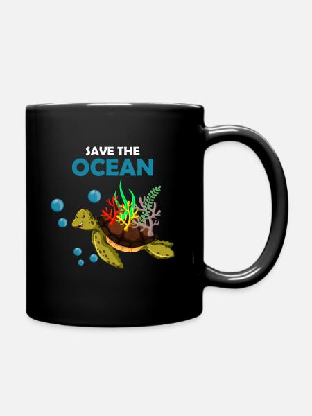 Turtle climate change - Full Colour Mug - black