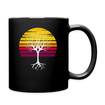 Retro Sun Tree Arbor Day - Tasse einfarbig - Schwarz - Rechts