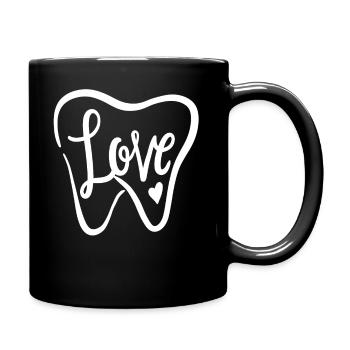 Zahn - Tasse einfarbig - Schwarz - Rechts