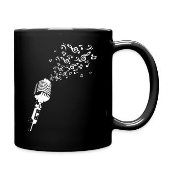 Microphone music notes clef singing karaoke - Full Colour Mug - black - Right