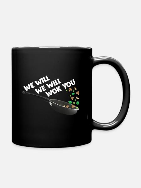Drôle cuisine asiatique cuisine alimentaire wok cuisinier - Mug uni - noir
