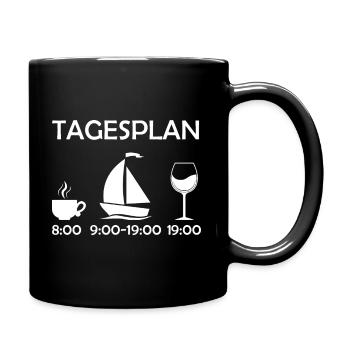 Segeln Tagesplan Kaffee Segelschiff Wein - Tasse einfarbig - Schwarz - Rechts