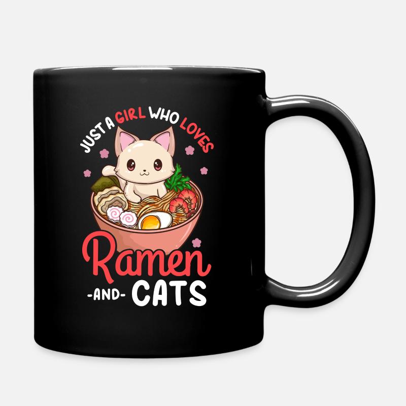 Ramen Katzen - Tasse einfarbig - Schwarz