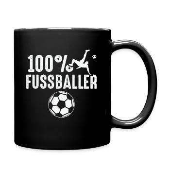 100% FUSSBALLER - Tasse einfarbig - Schwarz - Rechts