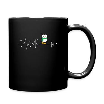 Penguin heartbeat - Full Colour Mug - black - Right