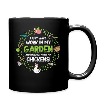 Chickens garden gardener gardener - Full Colour Mug - black - Right