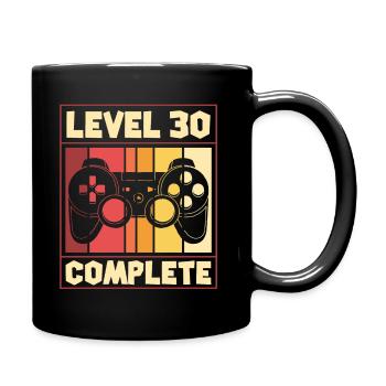 Level 30 complete - gaming, birthday - Full Colour Mug - black - Right