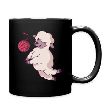 Volleyball Schaf Lustig Humor Baggern Pritschen - Tasse einfarbig - Schwarz - Rechts