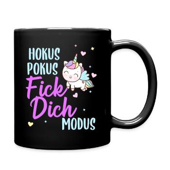 Hokus Pokus Fick Dich Modus Frauen Einhorn - Tasse einfarbig - Schwarz - Rechts