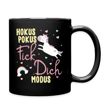 Hokus Pokus Fick Dich Modus Frauen Einhorn - Tasse einfarbig - Schwarz - Rechts