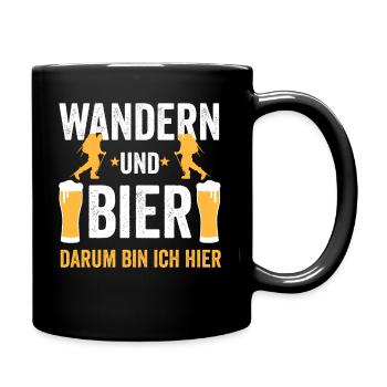 Wandern Bier Wanderer Wandersport - Tasse einfarbig - Schwarz - Rechts