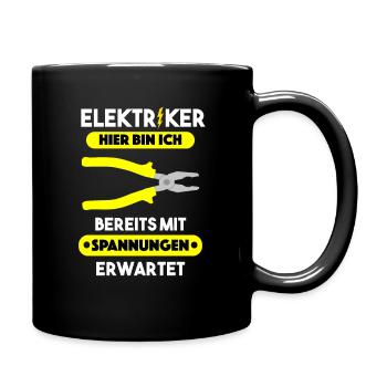 Elektriker Spruch Elektroniker Herren Geschenk - Tasse einfarbig - Schwarz - Rechts