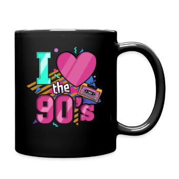 90er Jahre Neunziger Musik Party - Tasse einfarbig - Schwarz - Rechts