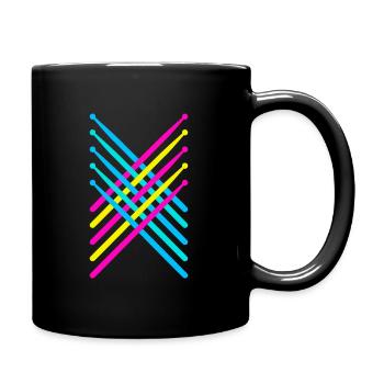 Drum sticks drums drums 80s - Full Colour Mug - black - Right