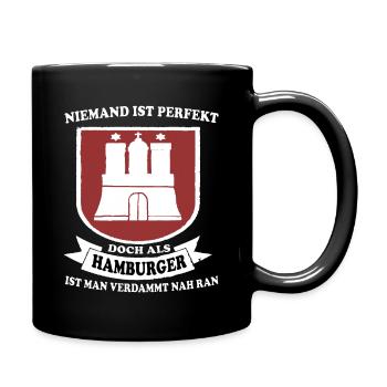 Hambuger Hamburger Hafen Hamburg Hansestadt - Tasse einfarbig - Schwarz - Rechts