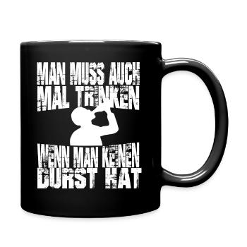 lustige Sprüche bayerisch Bier Wiesn - Tasse einfarbig - Schwarz - Rechts