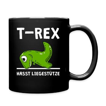 T-Rex hasst Liegestütze - Dinosaurier - Tasse einfarbig - Schwarz - Rechts