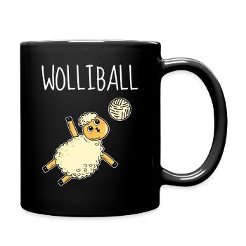 Wolliball Schaf Wortspiel Volleyball - Tasse einfarbig - Schwarz - Rechts