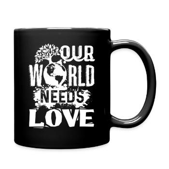 Tag der Erde Erde braucht Liebe - Tasse einfarbig - Schwarz - Rechts