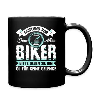 Lustig Motorrad Bike Opa Rente Geschenk Spruch - Tasse einfarbig - Schwarz - Rechts