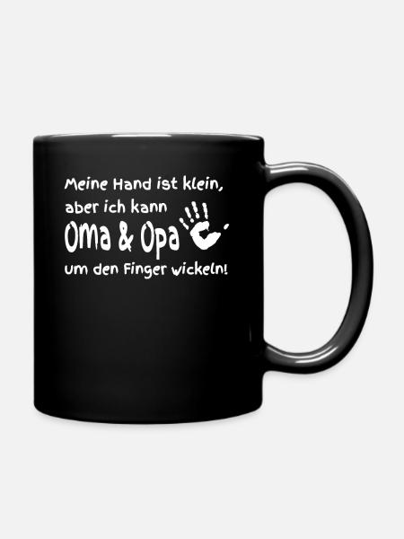 Meine Hand Ist Klein Oma Opa Lustig Kinder Spruch - Tasse einfarbig - Schwarz