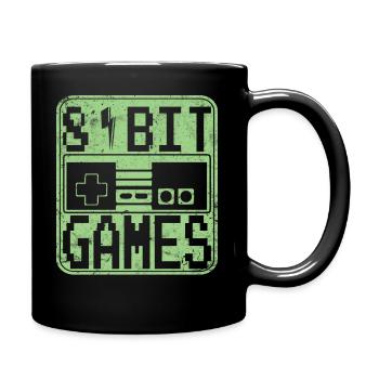 8 bit retro 80 er Gaming T-Shirt - Tasse einfarbig - Schwarz - Rechts