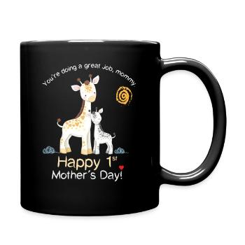 Happy first mother's day - giraffe - Full Colour Mug - black - Right