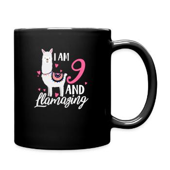 9th Birthday Lama 9 Year Old Paca Gift - Full Colour Mug - black - Right