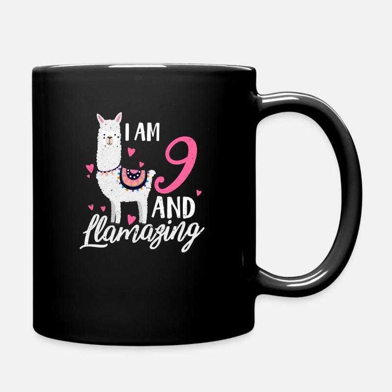 9. Geburtstag Lama - Tasse einfarbig - Schwarz