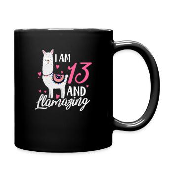 Cadeau d'anniversaire de 13 ans pour un lama de 13 ans - Mug uni - noir - Droite
