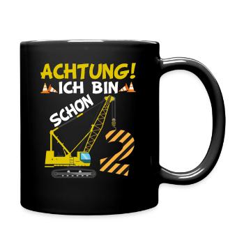 2. Geburtstag Ich bin schon 2 Bagger Kran Geschenk - Tasse einfarbig - Schwarz - Rechts