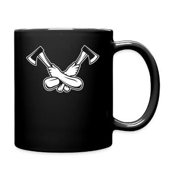 Ich und mein Holz hacken Axt Axtwurf - Tasse einfarbig - Schwarz - Rechts