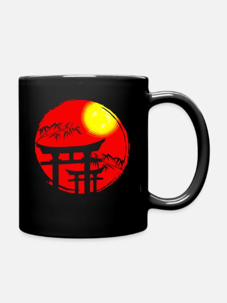 Japanische Sonne Tempel Japan - Tasse einfarbig - Schwarz