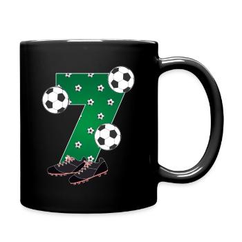 Fußball 7. Geburtstag Fußballer 7 Jahre Kinder - Tasse einfarbig - Schwarz - Rechts
