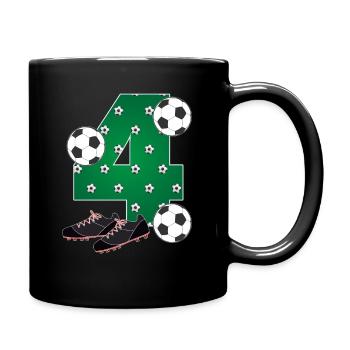 Football 4th birthday Footballer 4 years children - Full Colour Mug - black - Right