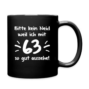63. Geburtstag Jahre Geburtstagsgeschenk Geschenk - Tasse einfarbig - Schwarz - Rechts