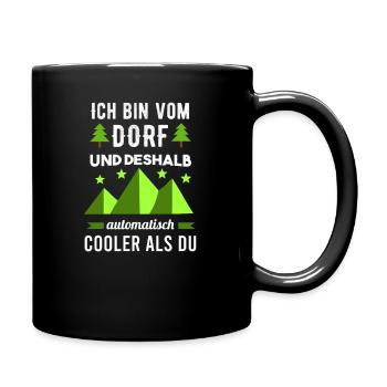 Dorf Junge Kind Dorfdisko Dorf Sprüche - Tasse einfarbig - Schwarz - Rechts