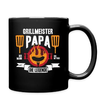 Grillmeister Papa | Grillen Grillfan BBQ Barbecue - Tasse einfarbig - Schwarz - Rechts