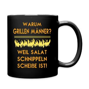 Grill Grillen Männer Spruch Geschenkidee - Tasse einfarbig - Schwarz - Rechts