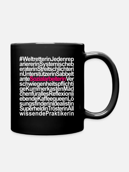 Sozialarbeiterin Sozialpädagogin Pädagogik - Tasse einfarbig - Schwarz